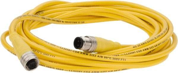 Brad Harrison - 4 Amp, M12 Male Straight to Female Straight Cordset Sensor and Receptacle - 250 VAC/VDC, 4m Cable Length, IP67 Ingress Rating - Exact Tool & Supply