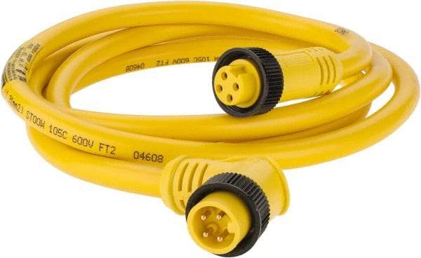 Brad Harrison - 10 Amp, Female 90° to Male 90° Cordset Sensor and Receptacle - 600 VAC/VDC, 6 Ft. Long Cable, IP68 Ingress Rating - Exact Tool & Supply