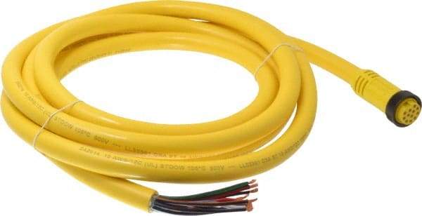 Brad Harrison - 5 Amp, Female Straight to Pigtail Cordset Sensor and Receptacle - 600 Volt, 3.66m Cable Length, IP67 Ingress Rating - Exact Tool & Supply
