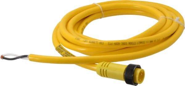 Brad Harrison - 13 Amp, Male Straight to Pigtail Cordset Sensor and Receptacle - 600 Volt, 3.66m Cable Length, IP67 Ingress Rating - Exact Tool & Supply