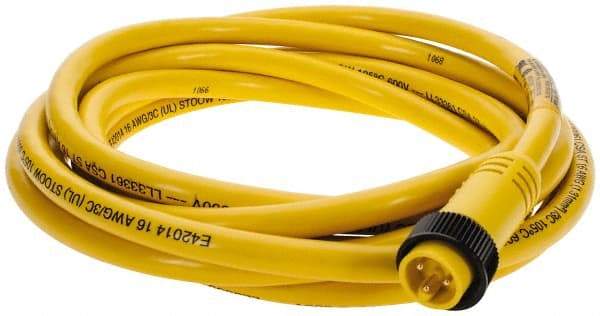 Brad Harrison - 13 Amp, Male Straight to Pigtail Cordset Sensor and Receptacle - 600 Volt, 3.66m Cable Length, IP67 Ingress Rating - Exact Tool & Supply
