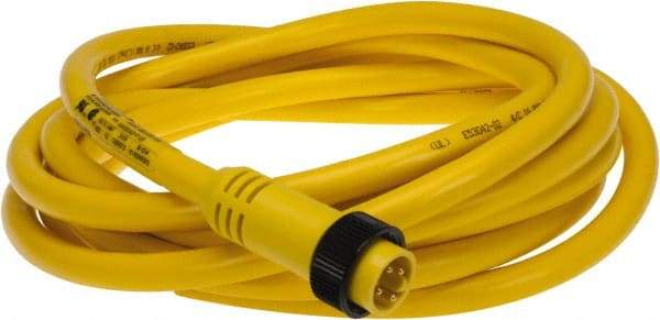 Brad Harrison - 10 Amp, Male Straight to Pigtail Cordset Sensor and Receptacle - 600 Volt, 3.66m Cable Length, IP67 Ingress Rating - Exact Tool & Supply