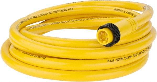 Brad Harrison - 8 Amp, Male Straight to Pigtail Cordset Sensor and Receptacle - 600 Volt, 3.66m Cable Length, IP67 Ingress Rating - Exact Tool & Supply