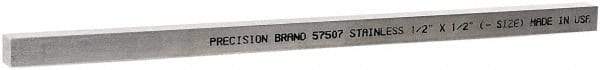Value Collection - 12" Long x 1/2" High x 1/2" Wide, Plain Key Stock - Stainless Steel - Exact Tool & Supply