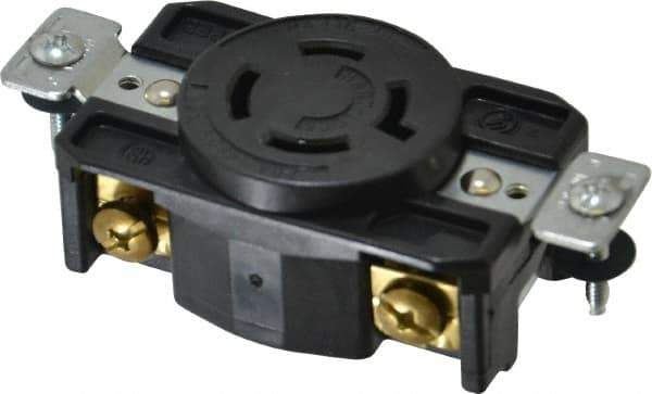 Cooper Wiring Devices - 480 VAC, 20 Amp, L16-20R NEMA, Self Grounding Receptacle - 3 Poles, 4 Wire, Female End, Black - Exact Tool & Supply