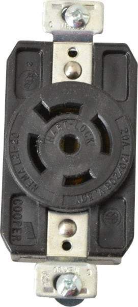 Cooper Wiring Devices - 120/208 VAC, 20 Amp, L21-20R NEMA, Self Grounding Receptacle - 4 Poles, 5 Wire, Female End, Black - Exact Tool & Supply