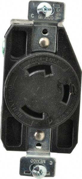 Cooper Wiring Devices - 125 VAC, 30 Amp, L5-30R NEMA, Self Grounding Receptacle - 2 Poles, 3 Wire, Female End, Black - Exact Tool & Supply