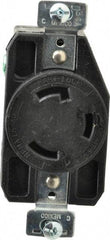 Cooper Wiring Devices - 125 VAC, 30 Amp, L5-30R NEMA, Self Grounding Receptacle - 2 Poles, 3 Wire, Female End, Black - Exact Tool & Supply