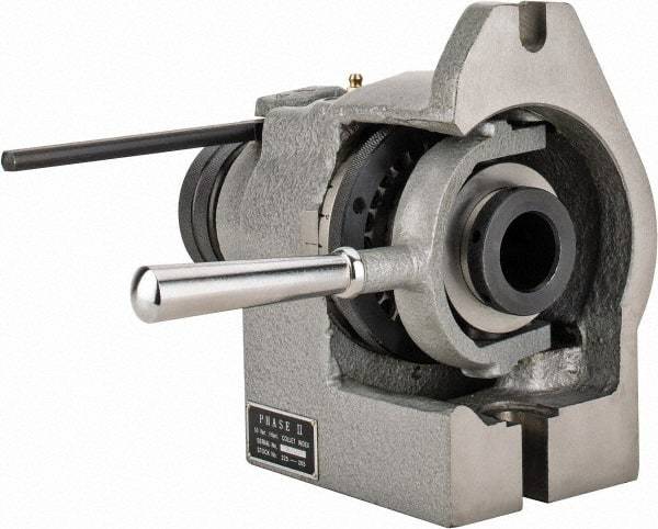 Phase II - 5C Compatible, 24 Increment, Horizontal & Vertical Standard Collet Indexer - 4-1/2" High Center, 1-1/8" Max Collet Capacity, Manual Operation - Exact Tool & Supply