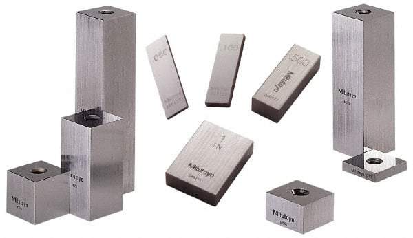 Mitutoyo - 0.10005" Square Steel Gage Block - Accuracy Grade 0, Includes Certificate of Inspection - Exact Tool & Supply
