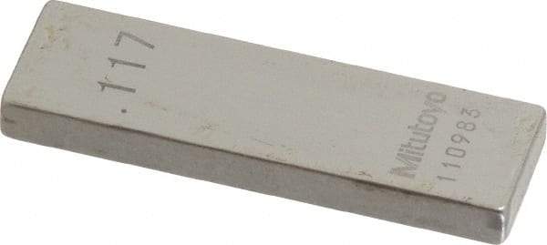 Mitutoyo - 0.117" Rectangular Steel Gage Block - Accuracy Grade 0, Includes Certificate of Inspection - Exact Tool & Supply