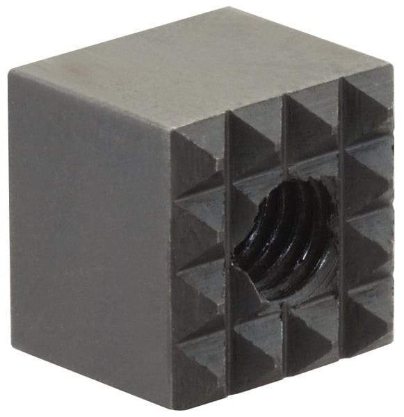 Fairlane - 3/8" Square, 10-32 Thread, 3/8" High, Extra Fine Tooth Grade, Diamond Serration, High Speed Steel, Square Positioning Gripper - 0.03 x 45A° Chamfer, Black Oxide Finish - Exact Tool & Supply