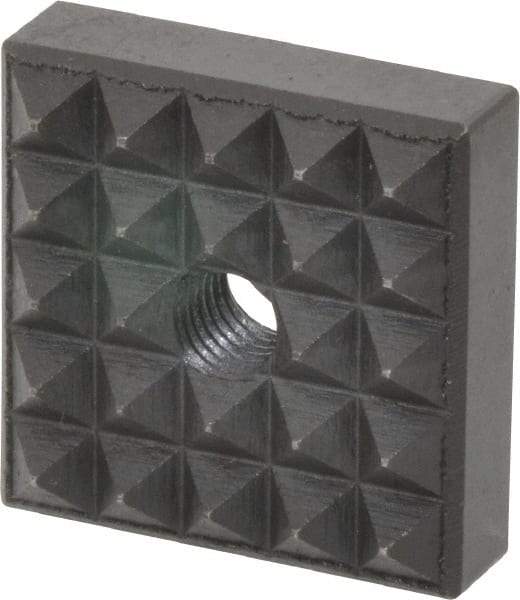 Fairlane - 1" Square, 1/4-28 Thread, 3/8" High, Coarse Tooth Grade, Diamond Serration, High Speed Steel, Square Positioning Gripper - 0.03 x 45A° Chamfer, Black Oxide Finish - Exact Tool & Supply