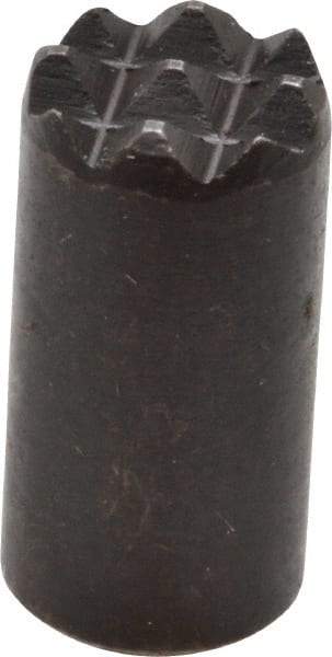 Fairlane - 8-32 Thread, 1/4" Diam, 1/2" High, Threaded, Extra Fine Tooth Grade Diamond Serration Tooth Pattern, High Speed Steel, Round Positioning Gripper - Black Oxide Coated - Exact Tool & Supply