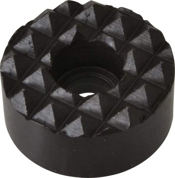 Fairlane - 1" Diam, 1/2" High, 1/4 C Bore SHCS, Counterbored, Coarse Tooth Grade Diamond Serration Tooth Pattern, High Speed Steel, Round Positioning Gripper - Black Oxide Coated - Exact Tool & Supply
