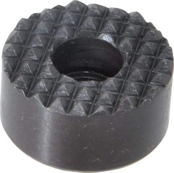 Fairlane - 1" Diam, 1/2" High, 1/4 C Bore SHCS, Counterbored, Fine Tooth Grade Diamond Serration Tooth Pattern, High Speed Steel, Round Positioning Gripper - Black Oxide Coated - Exact Tool & Supply