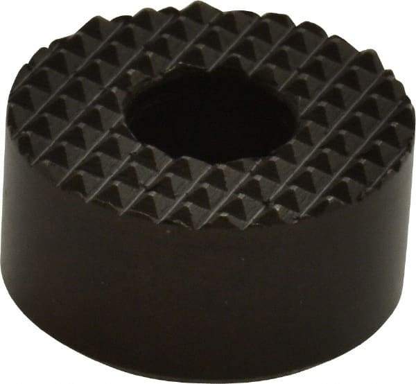 Fairlane - 1" Diam, 1/2" High, 1/4 C Bore SHCS, Counterbored, Extra Fine Tooth Grade Diamond Serration Tooth Pattern, High Speed Steel, Round Positioning Gripper - Black Oxide Coated - Exact Tool & Supply