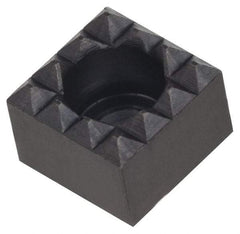 Fairlane - 3/4" Square, 1/2" High, 1/4 C Bore SHCS Size, Fine Tooth Grade, Diamond Serration, High Speed Steel, Square Positioning Gripper - 0.03 x 45A° Chamfer, 5/16" Counterbore Depth, Black Oxide Finish - Exact Tool & Supply