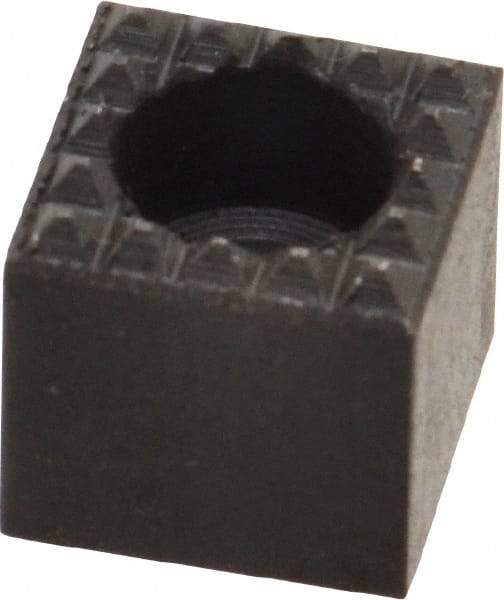 Fairlane - 1/2" Square, 1/2" High, #10 C Bore SHCS Size, Extra Fine Tooth Grade, Diamond Serration, High Speed Steel, Square Positioning Gripper - 0.03 x 45A° Chamfer, 1/4" Counterbore Depth, Black Oxide Finish - Exact Tool & Supply