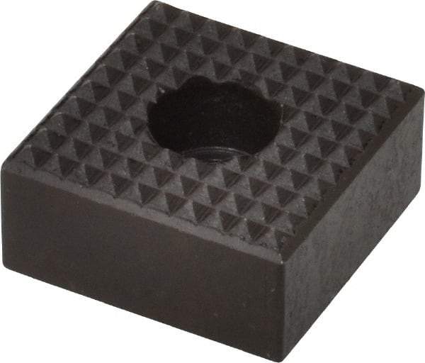 Fairlane - 1" Square, 1/2" High, 1/4 C Bore SHCS Size, Extra Fine Tooth Grade, Diamond Serration, High Speed Steel, Square Positioning Gripper - 0.03 x 45A° Chamfer, 5/16" Counterbore Depth, Black Oxide Finish - Exact Tool & Supply