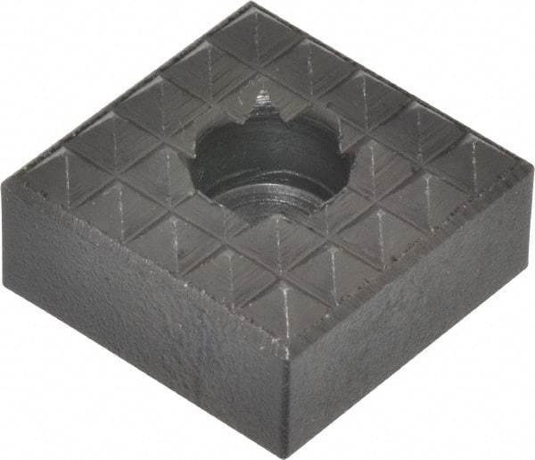Fairlane - 1" Square, 1/2" High, 1/4 C Bore SHCS Size, Coarse Tooth Grade, Diamond Serration, High Speed Steel, Square Positioning Gripper - 0.03 x 45A° Chamfer, 5/16" Counterbore Depth, Black Oxide Finish - Exact Tool & Supply