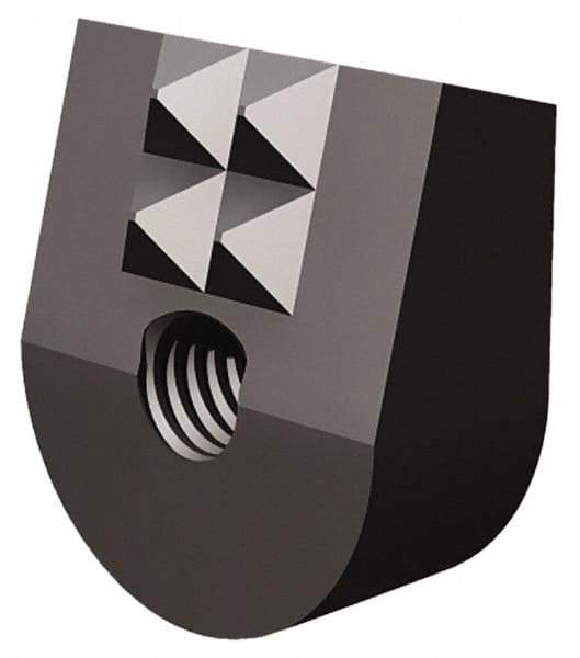 Fairlane - 4 Point 10-32 High Speed Steel Angled Positioning Gripper - Black Oxide Finish, 3/8" High, 9/16" Wide, 0.65" Top Length, 0.6" Bottom Length, 15° Gripping Angle, 0.03 x 45° Chamfer - Exact Tool & Supply