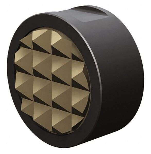 Fairlane - M6x1.0 Thread, 1/2" Diam, 0.651" High, Threaded, Extra Fine Tooth Grade Diamond Serration Tooth Pattern, Carbide Tipped, Round Positioning Gripper - 3/16" Flat Width, Uncoated - Exact Tool & Supply