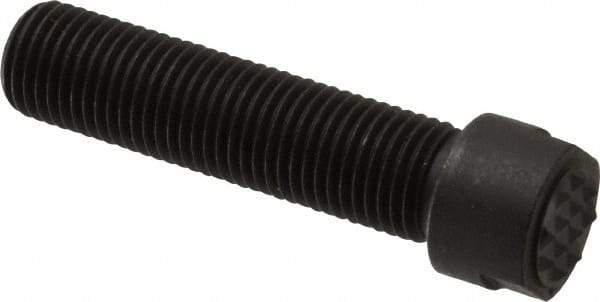 Fairlane - Serrated Tooth, 3/8-24, 1/8" Internal Hex, 1-1/2" Shank Length, 1-1/2" Thread Length, Black Oxide Finish, Round Head, Adjustable Positioning Gripper - 3/8" Pad Diam, 1/2" Hex, 0.15" Head Height, Extra Fine Tooth Grade - Exact Tool & Supply