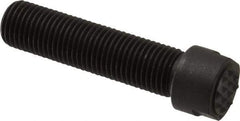 Fairlane - Serrated Tooth, 3/8-24, 1/8" Internal Hex, 1-1/2" Shank Length, 1-1/2" Thread Length, Black Oxide Finish, Round Head, Adjustable Positioning Gripper - 3/8" Pad Diam, 1/2" Hex, 0.15" Head Height, Extra Fine Tooth Grade - Exact Tool & Supply