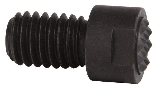 Fairlane - Serrated Tooth, 3/8-16, 1/8" Internal Hex, 9/16" Shank Length, 9/16" Thread Length, Black Oxide Finish, Round Head, Adjustable Positioning Gripper - 3/8" Pad Diam, 1/2" Hex, 0.15" Head Height, Extra Fine Tooth Grade - Exact Tool & Supply