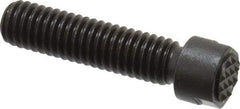 Fairlane - Serrated Tooth, 3/8-16, 1/8" Internal Hex, 1-1/2" Shank Length, 1-1/2" Thread Length, Black Oxide Finish, Round Head, Adjustable Positioning Gripper - 3/8" Pad Diam, 1/2" Hex, 0.15" Head Height, Extra Fine Tooth Grade - Exact Tool & Supply