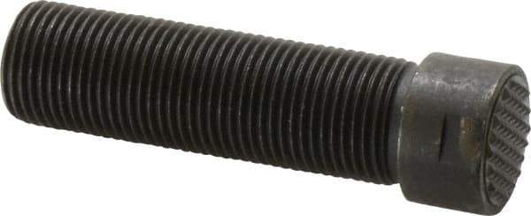 Fairlane - Serrated Tooth, 3/4-16, 5/16" Internal Hex, 2-1/2" Shank Length, 2-1/2" Thread Length, Black Oxide Finish, Round Head, Adjustable Positioning Gripper - 3/4" Pad Diam, 7/8" Hex, 1/4" Head Height, Extra Fine Tooth Grade - Exact Tool & Supply