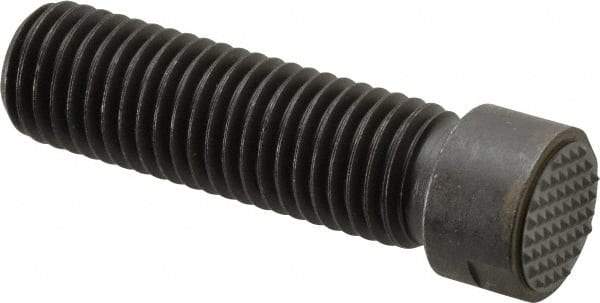 Fairlane - Serrated Tooth, 3/4-10, 5/16" Internal Hex, 2-1/2" Shank Length, 2-1/2" Thread Length, Black Oxide Finish, Round Head, Adjustable Positioning Gripper - 3/4" Pad Diam, 7/8" Hex, 1/4" Head Height, Extra Fine Tooth Grade - Exact Tool & Supply