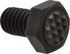 Fairlane - Serrated Tooth, 5/16-18, 1/2" Shank Length, 1/2" Thread Length, Black Oxide Finish, Hex Head, Adjustable Positioning Gripper - 3/8" Pad Diam, 1/2" Hex, 1/4" Head Height, Extra Fine Tooth Grade - Exact Tool & Supply