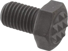 Fairlane - Serrated Tooth, 5/16-24, 1/2" Shank Length, 1/2" Thread Length, Black Oxide Finish, Hex Head, Adjustable Positioning Gripper - 3/8" Pad Diam, 1/2" Hex, 1/4" Head Height, Fine Tooth Grade - Exact Tool & Supply