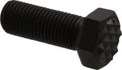 Fairlane - Serrated Tooth, 3/8-24, 1" Shank Length, 1" Thread Length, Black Oxide Finish, Hex Head, Adjustable Positioning Gripper - 1/2" Pad Diam, 9/16" Hex, 9/32" Head Height, Fine Tooth Grade - Exact Tool & Supply