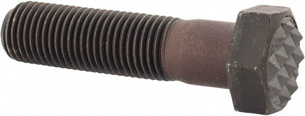 Fairlane - Serrated Tooth, 3/8-24, 1-1/2" Shank Length, 1-1/8" Thread Length, Black Oxide Finish, Hex Head, Adjustable Positioning Gripper - 1/2" Pad Diam, 9/16" Hex, 9/32" Head Height, Fine Tooth Grade - Exact Tool & Supply