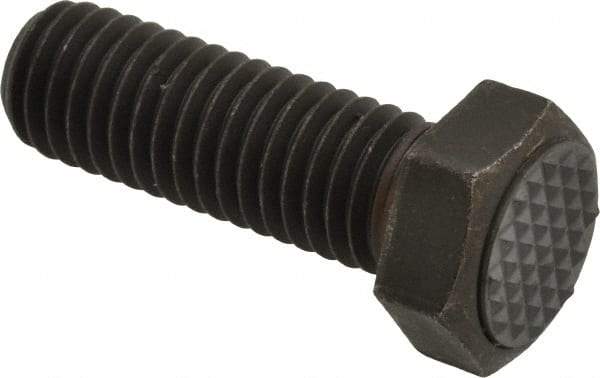 Fairlane - Serrated Tooth, 1/2-13, 1-1/2" Shank Length, 1-1/2" Thread Length, Black Oxide Finish, Hex Head, Adjustable Positioning Gripper - 5/8" Pad Diam, 3/4" Hex, 23/64" Head Height, Extra Fine Tooth Grade - Exact Tool & Supply