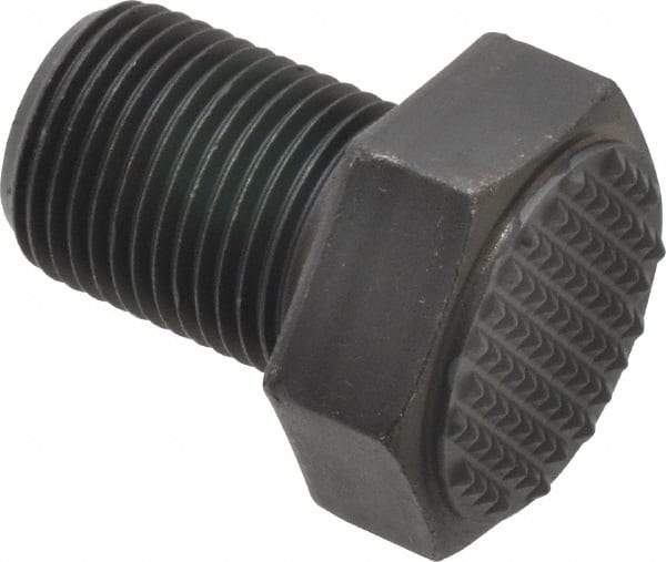 Fairlane - Serrated Tooth, 3/4-16, 1" Shank Length, 1" Thread Length, Black Oxide Finish, Hex Head, Adjustable Positioning Gripper - 1" Pad Diam, 1-1/8" Hex, 1/2" Head Height, Extra Fine Tooth Grade - Exact Tool & Supply