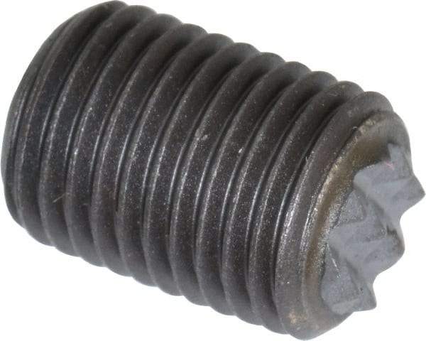 Fairlane - Serrated Tooth, 3/8-24, 3/16" Internal Hex, 1/2" Thread Length, Black Oxide Finish, Fully Threaded, Adjustable Positioning Gripper - 1/4" Pad Diam, Extra Fine Tooth Grade - Exact Tool & Supply
