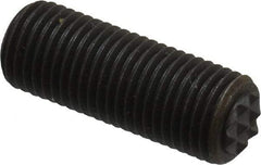 Fairlane - Serrated Tooth, 3/8-24, 3/16" Internal Hex, 1" Thread Length, Black Oxide Finish, Fully Threaded, Adjustable Positioning Gripper - 1/4" Pad Diam, Extra Fine Tooth Grade - Exact Tool & Supply