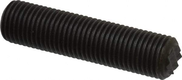 Fairlane - Serrated Tooth, 3/8-24, 3/16" Internal Hex, 1-1/2" Thread Length, Black Oxide Finish, Fully Threaded, Adjustable Positioning Gripper - 1/4" Pad Diam, Extra Fine Tooth Grade - Exact Tool & Supply