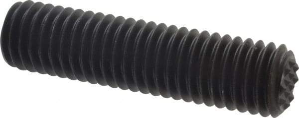 Fairlane - Serrated Tooth, 1/2-13, 1/4" Internal Hex, 2" Thread Length, Black Oxide Finish, Fully Threaded, Adjustable Positioning Gripper - 3/8" Pad Diam, Extra Fine Tooth Grade - Exact Tool & Supply