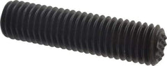 Fairlane - Serrated Tooth, 1/2-13, 1/4" Internal Hex, 2" Thread Length, Black Oxide Finish, Fully Threaded, Adjustable Positioning Gripper - 3/8" Pad Diam, Extra Fine Tooth Grade - Exact Tool & Supply