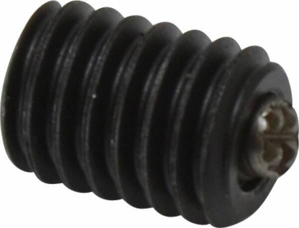 Fairlane - 3/8-16, 1/2" Thread Length, 3/16" Ball Diam, Serrated Ball Pad Surface, Alloy Steel, Black Oxide, Threaded, Swivel Action Gripper Assemblies - 5/32" Contact Diam, High Speed Steel Ball - Exact Tool & Supply