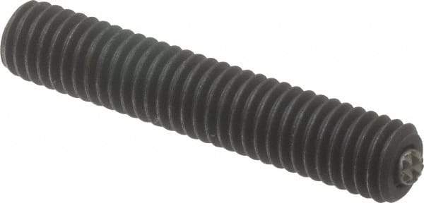 Fairlane - 3/8-16, 2" Thread Length, 3/16" Ball Diam, Serrated Ball Pad Surface, Alloy Steel, Black Oxide, Threaded, Swivel Action Gripper Assemblies - 5/32" Contact Diam, High Speed Steel Ball - Exact Tool & Supply