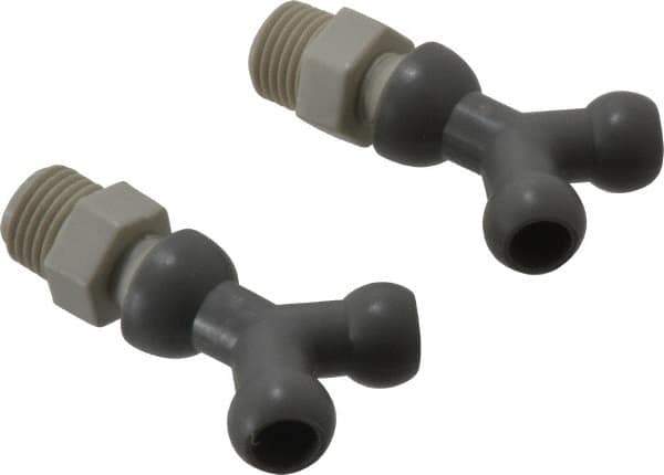 Cedarberg - 1/4" Hose Inside Diam, NPT Thread, Coolant Hose Y-Fitting - 1/4" Thread, Male to Male, for Use with Snap Together Hose System, 2 Pieces - Exact Tool & Supply