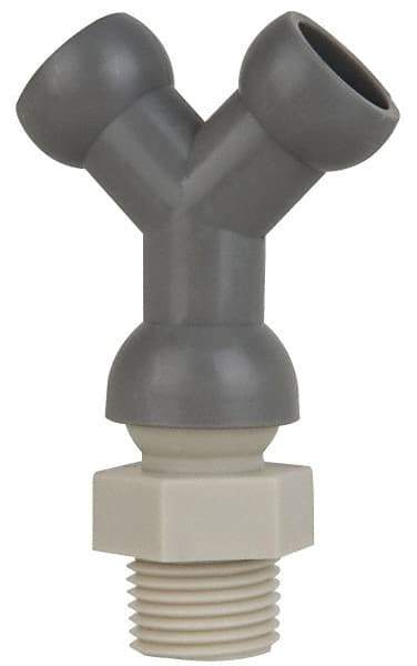 Cedarberg - 1/2" Hose Inside Diam, NPT Thread, Coolant Hose Y-Fitting - 3/8" Thread, Male to Male, for Use with Snap Together Hose System, 2 Pieces - Exact Tool & Supply