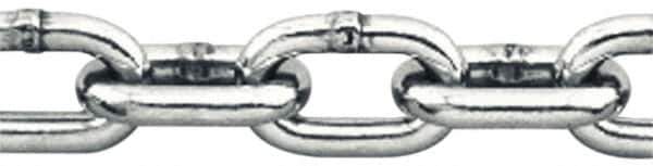 Pewag - 1/8" Welded Stainless Steel Chain - 410 Lb Capacity, Grade 30, Cut to Length, Stainless Steel, Bright Finish - Exact Tool & Supply