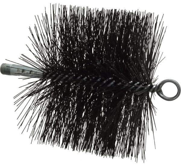 Schaefer Brush - 4-1/2" Brush Length, 6" Diam, Double Stem, Double Spiral Tube Brush - 7-1/2" Long, Tempered Steel Wire, 1/4" NPT Male Connection - Exact Tool & Supply
